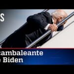 Joe Biden cai três vezes ao subir em avião