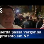 Protesto contra Bolsonaro em NY reúne menos de 10 pessoas, mas imprensa faz ampla cobertura