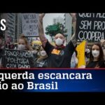 Minifestação contra Bolsonaro tem ruas vazias e bandeira do Brasil queimada