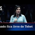 Tebet chora em despedida do Senado e ouve de Alckmin promessa de ministério