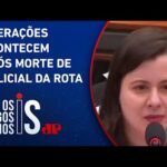 Na CPI do MST, Sâmia Bomfim confronta Guilherme Derrite sobre mortes em SP